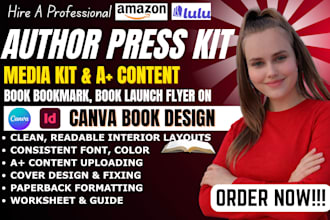 do a plus content, author media kit, book bookmark, book launch flyer