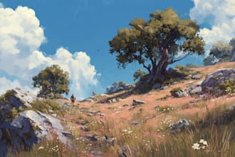 draw a natural landscape and background illustration