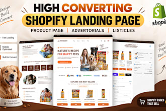 design shopify landing page, product page, advertorials with gempages or replo