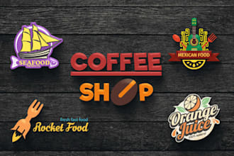 design food and restaurant logo, BBQ menu