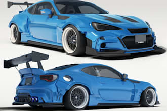 3d car model, car body kit, automotive cad, car parts, widebody kit, car bumper