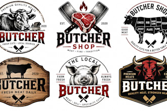 design a professional , meat shop, steakhouse, BBQ, or food butcher logo