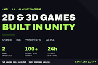 develop an 3d, 2d and ar app in unity for android and ios