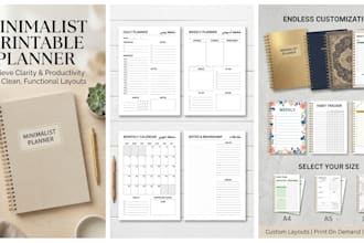 design a beautiful minimalist printable planner and notebook