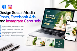 design social media posts, facebook ads, instagram carousels, banner meta ads