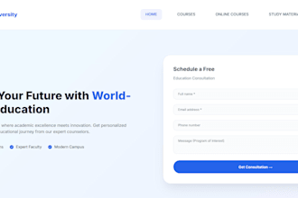create modern educational or university website in html css