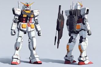 draw an amazing gundam mecha character illustration