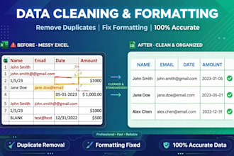 clean, format and remove duplicate data in excel and sheet