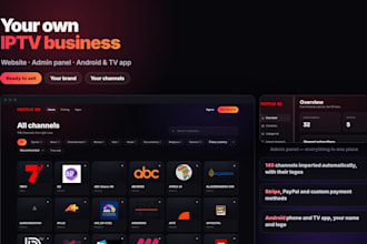 build an iptv website, admin panel and android TV app