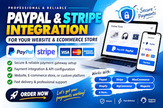 do payment gateway integration paypal, stripe, klarna, authorize dot net, PHP