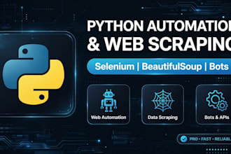 python automation, web scraping, python scripts and bug fixing