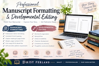 editing and formatting, manuscript formatting and developmental book editor