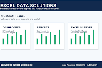 microsoft excel data analysis reports dashboard specialist