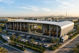 develop commercial showroom, 3d industrial warehouse, logistics facility renders