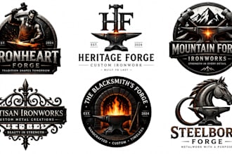 design blacksmith forge, ironwork and artisan metal logo