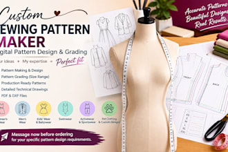 make any clothing digital sewing pattern, grading and marker making