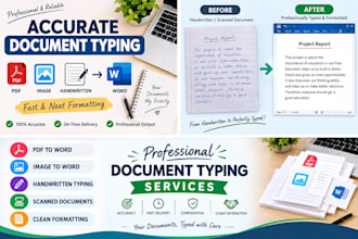 do accurate document typing, PDF to word and handwritten typing