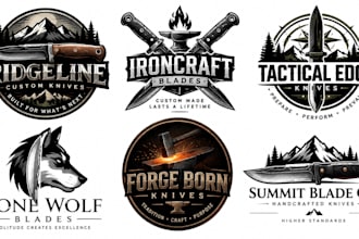 design custom knife maker, blade craft and tactical logo