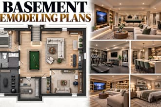 create basement remodeling 3d floor plans with detailed layouts