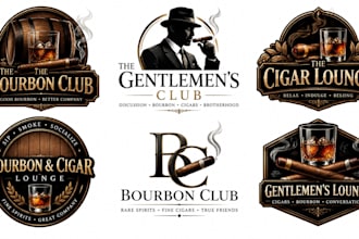design bourbon club, cigar lounge and gentleman logo