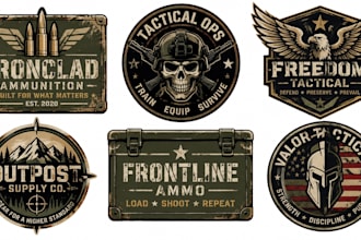 design vintage ammo box, military badge and tactical logo