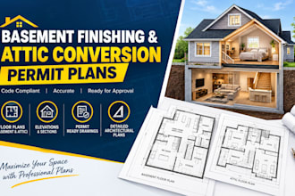 create basement finishing and attic conversion permit plans