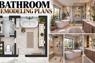 create bathroom remodeling 3d floor plans with detailed layouts