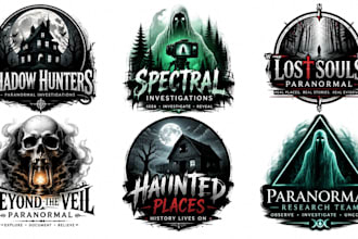 design ghost hunting, paranormal and mystery logo