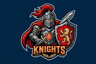 design modern knight mascot logo for your brand