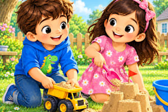 design children story book, child book illustration