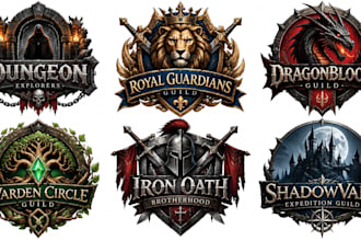 design dungeon, fantasy guild and medieval emblem logo