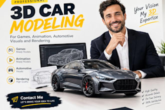create 3d car modeling for games, animation, automotive visuals and rendering
