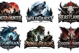 design monster hunter, creature and adventure logo