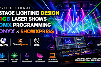 design stage lighting, rgb laser shows, dmx programming, onyx and showxpress