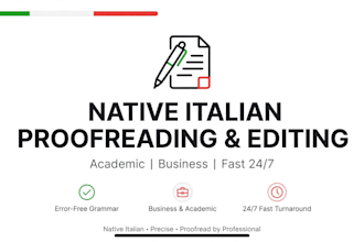 proofread and correct your italian text as a native speaker in 24h, daily