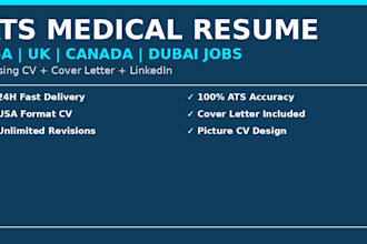 write ats medical resume, nursing CV and cover letter for USA UK canada jobs