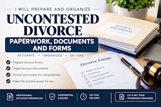 prepare and organize uncontested divorce paperwork documents and forms