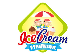 design kids ice cream push cart business logo