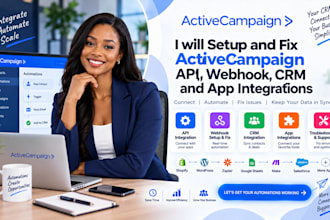 setup and fix activecampaign API webhook CRM and app integrations
