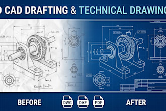 do 2d cad drafting, technical drawings, and vector conversions