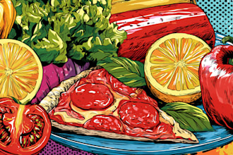 food pop art illustrations