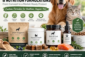 develop custom pet supplement and nutrition formulations for dogs and cats