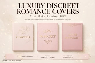 design discreet spicy romance cover with aesthetic typography for amazon kdp