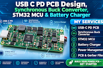 usb c pd pcb design, synchronous buck converter, stm32 mcu and battery charger