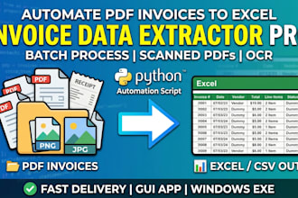automate invoice PDF data extraction to excel with python