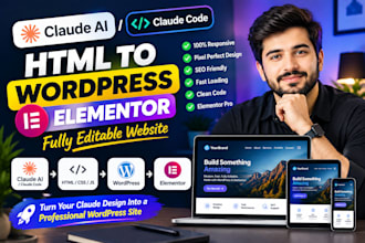 ai website or ai code HTML website to wordpress elementor responsive