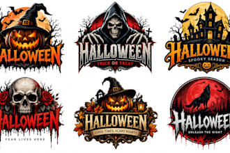 design a professional , spooky, horror, haunted, or scary halloween logo