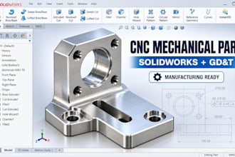 cnc machined mechanical part solidworks gd and t manufacturing drawing cad