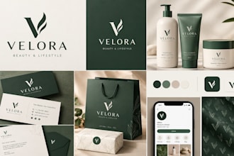 do custom minimalist logo design and brand identity with branding kit