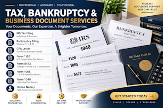 prepare full court documents for chapter 7, 11 and 13 bankruptcy